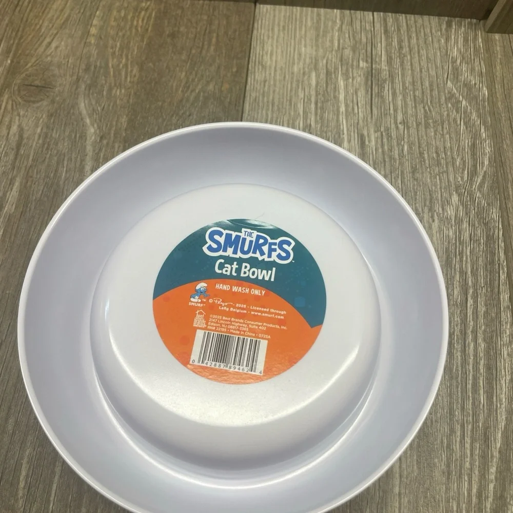 Nostalgic The Smurfs Pet Bowl Food Water Dish Blue Plastic 6” W 2” H Cat Dog
